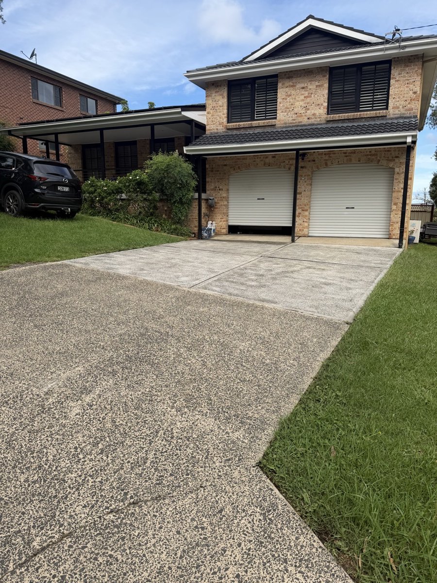 Pressure washed driveway